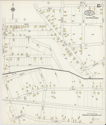 Sanborn Fire Insurance Map from Corry, Erie County, Pennsylvania (1915), Sheet #0015 - Complete Map Set gallery image, historic Sanborn map, vintage wall art, Pennsylvania Pennsylvania