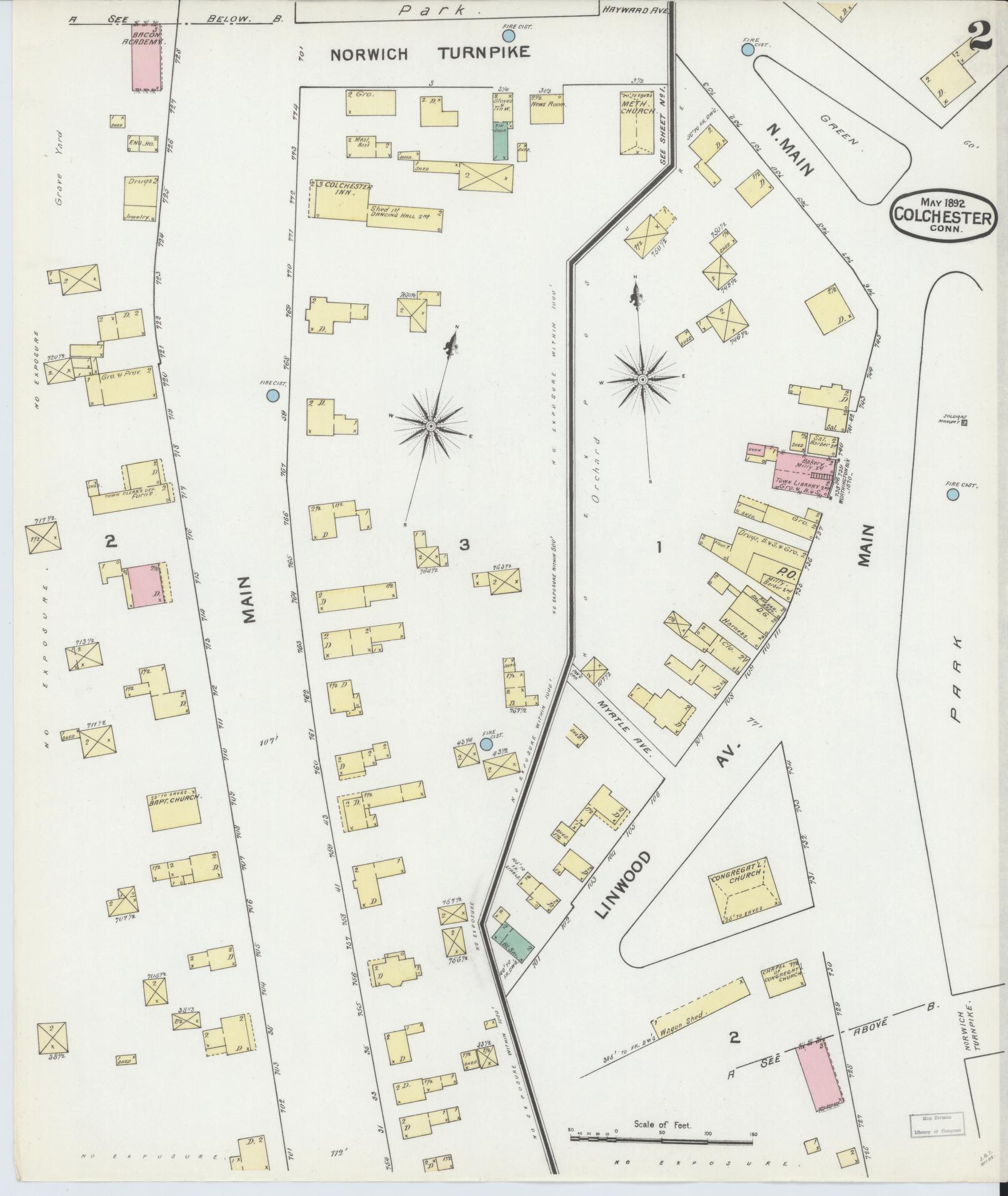 Sanborn Fire Insurance Map from Colchester, New London County, Connecticut (1892), Sheet #0002 - Complete Map Set gallery image, historic Sanborn map, vintage wall art, Connecticut Connecticut