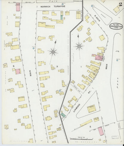 Sanborn Fire Insurance Map from Colchester, New London County, Connecticut (1892), Sheet #0002 - Complete Map Set gallery image, historic Sanborn map, vintage wall art, Connecticut Connecticut