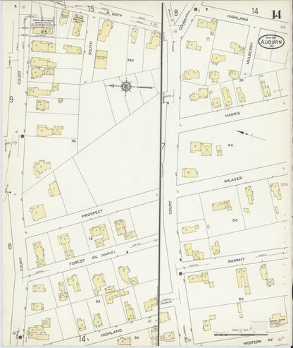 Sanborn Fire Insurance Map from Auburn, Androscoggin County, Maine (1914), Sheet #0014 - Complete Map Set gallery image, historic Sanborn map, vintage wall art, Maine Maine