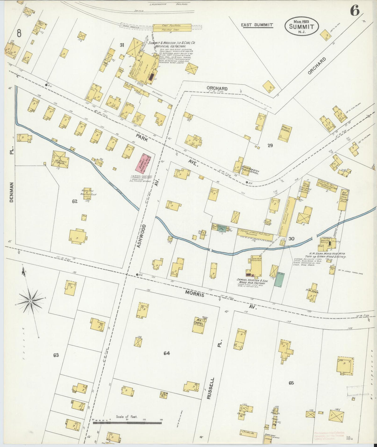 Sanborn Fire Insurance Map from Summit, Union County, New Jersey (1903), Sheet #0006 - Complete Map Set gallery image, historic Sanborn map, vintage wall art, New Jersey New Jersey