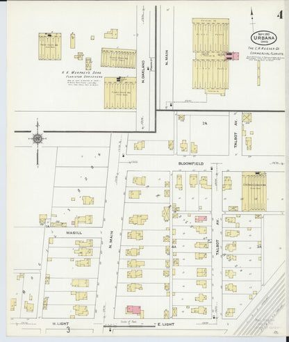 Sanborn Fire Insurance Map from Urbana, Champaign County, Ohio (1910), Sheet #0004 - Complete Map Set gallery image, historic Sanborn map, vintage wall art, Ohio Ohio