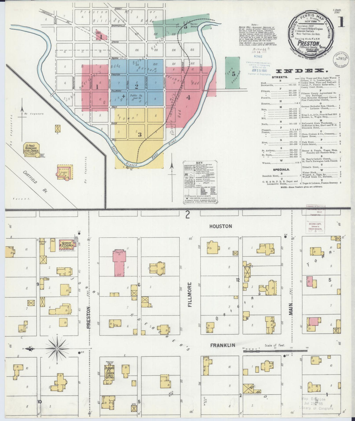 Sanborn Fire Insurance Map from Preston, Fillmore County, Minnesota (1900), Sheet #0001 - Complete Map Set gallery image, historic Sanborn map, vintage wall art, Minnesota Minnesota