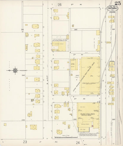 Sanborn Fire Insurance Map from Ontario, San Bernardino County, California (1912), Sheet #0025 - Complete Map Set gallery image, historic Sanborn map, vintage wall art, California California