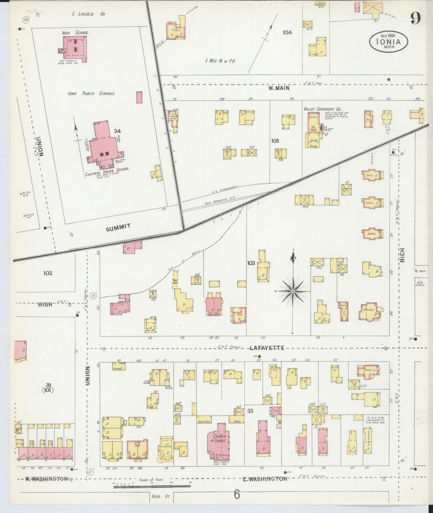 Sanborn Fire Insurance Map from Ionia, Ionia County, Michigan (1900), Sheet #0009 - Complete Map Set gallery image, historic Sanborn map, vintage wall art, Michigan Michigan