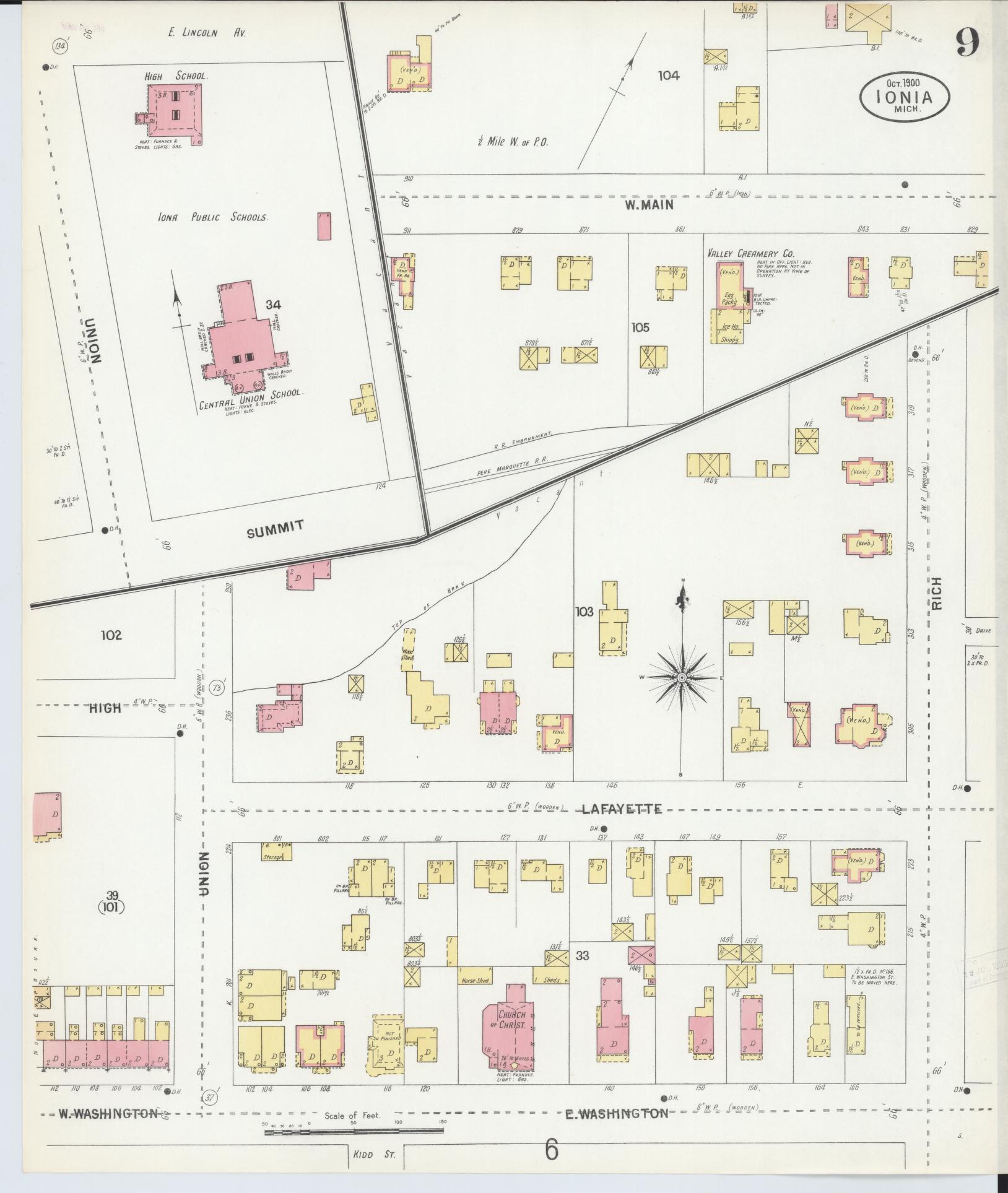 Sanborn Fire Insurance Map from Ionia, Ionia County, Michigan (1900), Sheet #0009 - Complete Map Set gallery image, historic Sanborn map, vintage wall art, Michigan Michigan