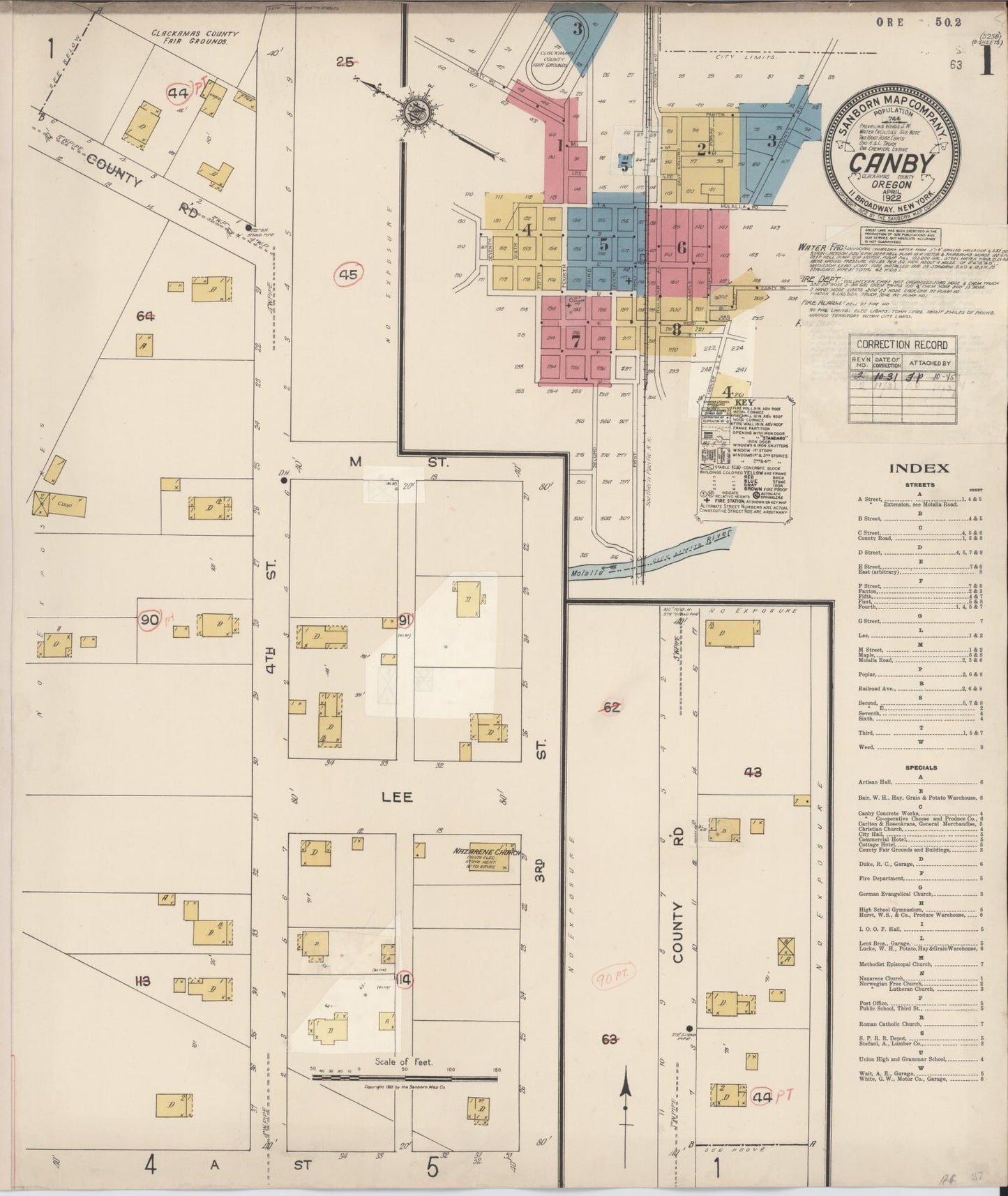 Sanborn Fire Insurance Map from Canby, Clackamas County, Oregon (1931), Sheet #0001 - Complete Map Set gallery image, historic Sanborn map, vintage wall art, Oregon Oregon