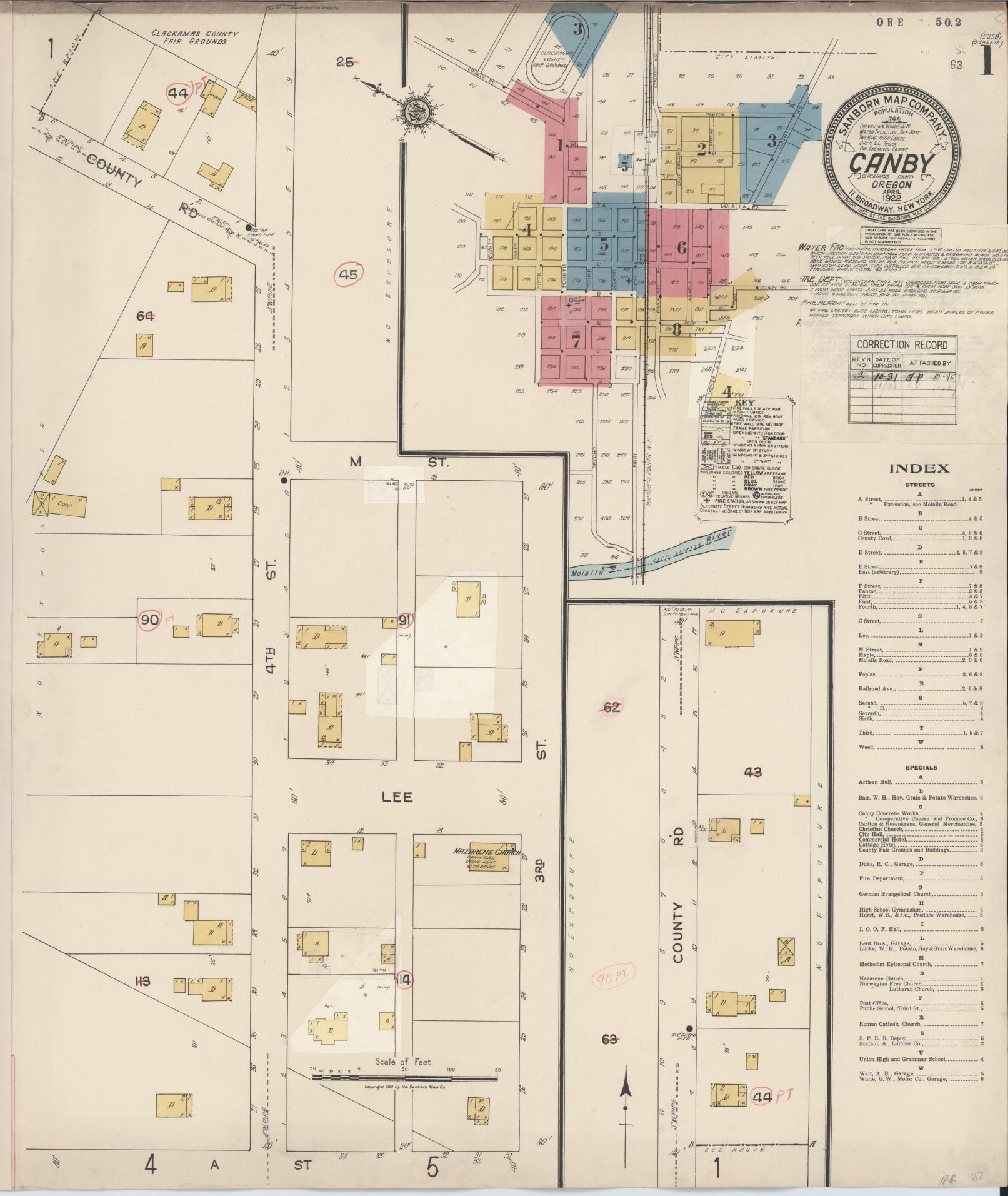 Sanborn Fire Insurance Map from Canby, Clackamas County, Oregon (1931), Sheet #0001 - Complete Map Set gallery image, historic Sanborn map, vintage wall art, Oregon Oregon