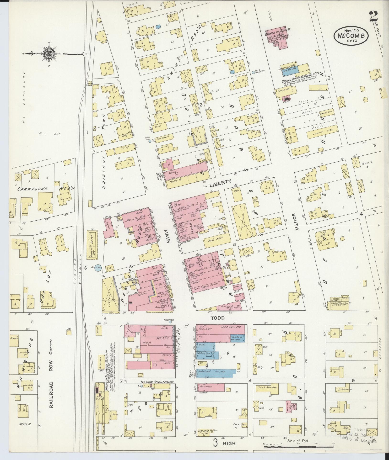 Sanborn Fire Insurance Map from McComb, Hancock County, Ohio (1910), Sheet #0002 - Complete Map Set gallery image, historic Sanborn map, vintage wall art, Ohio Ohio