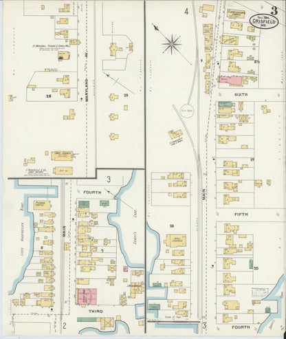Sanborn Fire Insurance Map from Crisfield, Somerset County, Maryland (1904), Sheet #0003 - Complete Map Set gallery image, historic Sanborn map, vintage wall art, Maryland Maryland