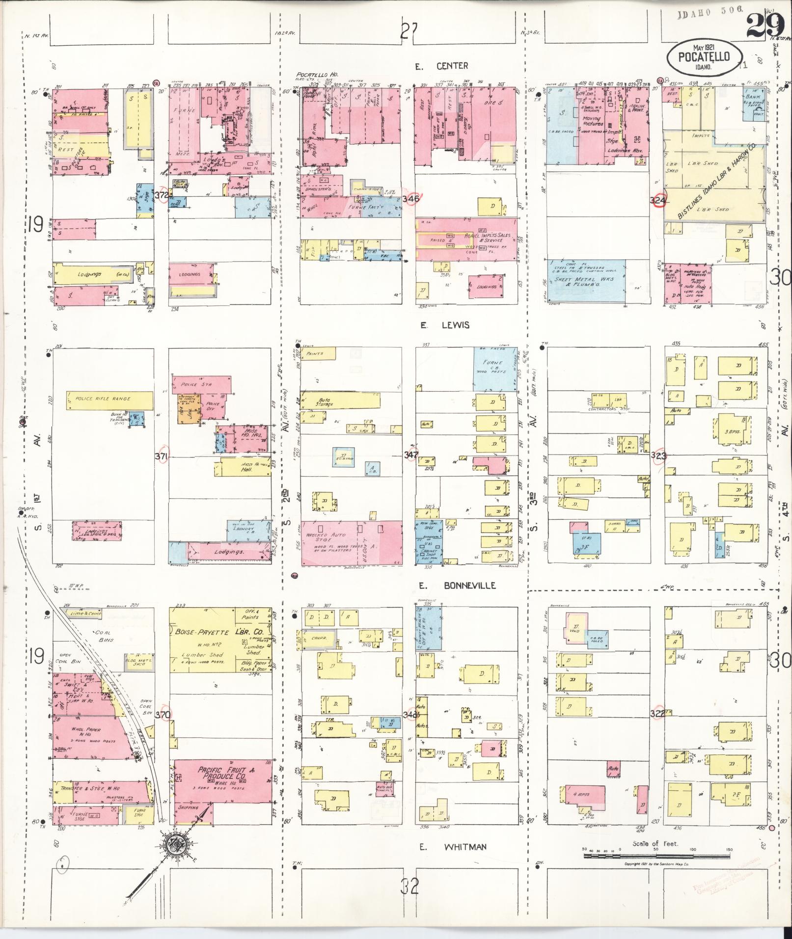 Sanborn Fire Insurance Map from Pocatello, Bannock County, Idaho (1948), Sheet #0029 - Historic Sanborn Fire Insurance Map Print, vintage old map wall art, antique decor, genealogy gift, Idaho Idaho map