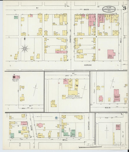 Sanborn Fire Insurance Map from Louisville, Stark County, Ohio (1895), Sheet #0003 - Historic Sanborn Fire Insurance Map Print, vintage old map wall art, antique decor, genealogy gift, Ohio Ohio map