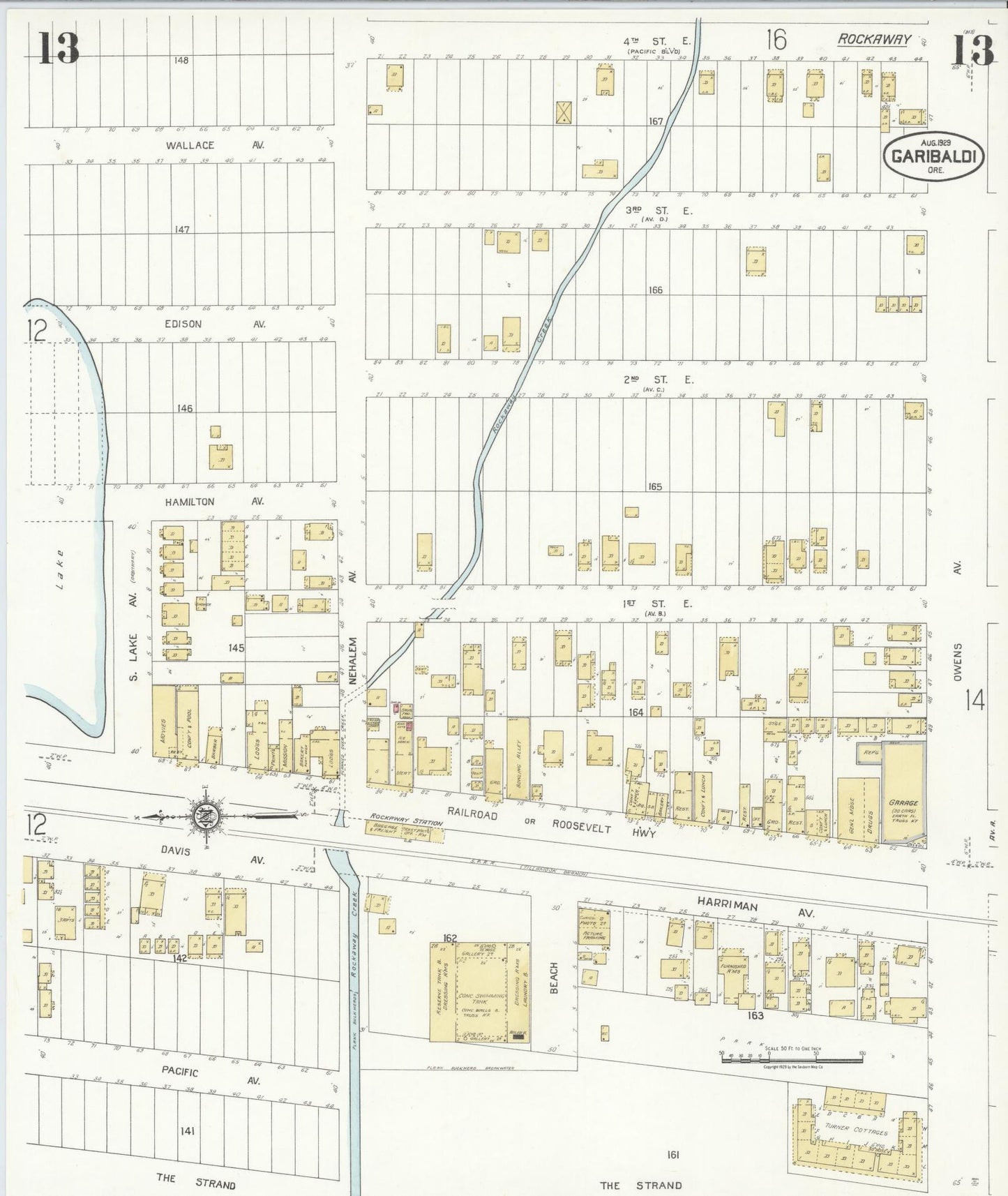 Sanborn Fire Insurance Map from Garibaldi, Tillamook County, Oregon (1929), Sheet #0013 - Complete Map Set gallery image, historic Sanborn map, vintage wall art, Oregon Oregon