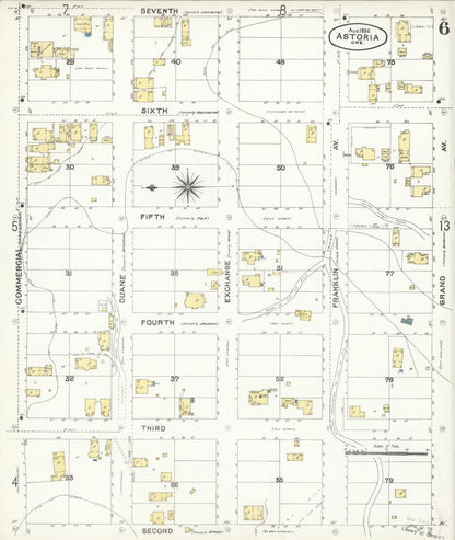 Sanborn Fire Insurance Map from Astoria, Clatsop County, Oregon (1896), Sheet #0006 - Complete Map Set gallery image, historic Sanborn map, vintage wall art, Oregon Oregon