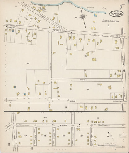 Sanborn Fire Insurance Map from Plainville, Hartford County, Connecticut (1922), Sheet #0007 - Complete Map Set gallery image, historic Sanborn map, vintage wall art, Connecticut Connecticut