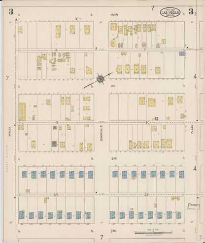 Sanborn Fire Insurance Map from Las Vegas, Clark County, Nevada (1923), Sheet #0003 - Complete Map Set gallery image, historic Sanborn map, vintage wall art, Nevada Nevada