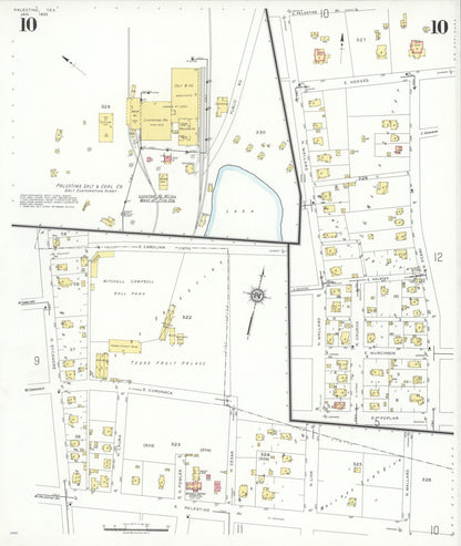 Sanborn Fire Insurance Map from Palestine, Anderson County, Texas (1935), Sheet #0010 - Historic Sanborn Fire Insurance Map Print, vintage old map wall art, antique decor, genealogy gift, Texas Texas map