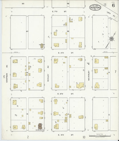 Sanborn Fire Insurance Map from Hereford, Deaf Smith County, Texas (1920), Sheet #0006 - Complete Map Set gallery image, historic Sanborn map, vintage wall art, Texas Texas