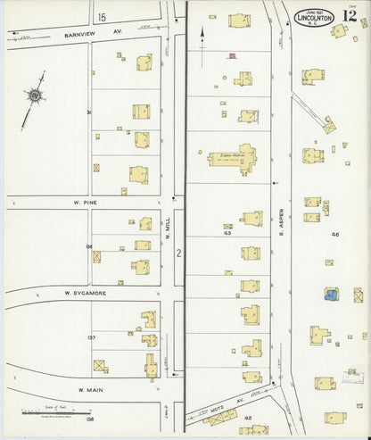 Sanborn Fire Insurance Map from Lincolnton, Lincoln County, North Carolina (1921), Sheet #0012 - Complete Map Set gallery image, historic Sanborn map, vintage wall art, North Carolina North Carolina