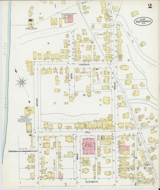 Sanborn Fire Insurance Map from Sistersville, Tyler County, West Virginia (1902), Sheet #0002 - Historic Sanborn Fire Insurance Map Print, vintage old map wall art, antique decor, genealogy gift, West Virginia West Virginia map