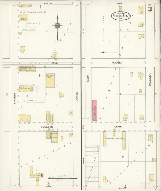 Sanborn Fire Insurance Map from Rising Star, Eastland County, Texas (1921), Sheet #0003 - Historic Sanborn Fire Insurance Map Print, vintage old map wall art, antique decor, genealogy gift, Texas Texas map