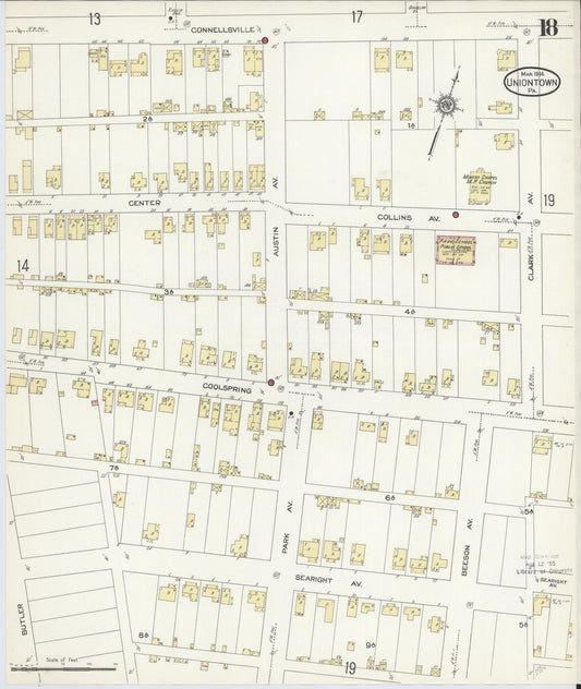 Sanborn Fire Insurance Map from Uniontown, Fayette County, Pennsylvania (1914), Sheet #0018 - Historic Sanborn Fire Insurance Map Print, vintage old map wall art, antique decor, genealogy gift, Pennsylvania Pennsylvania map