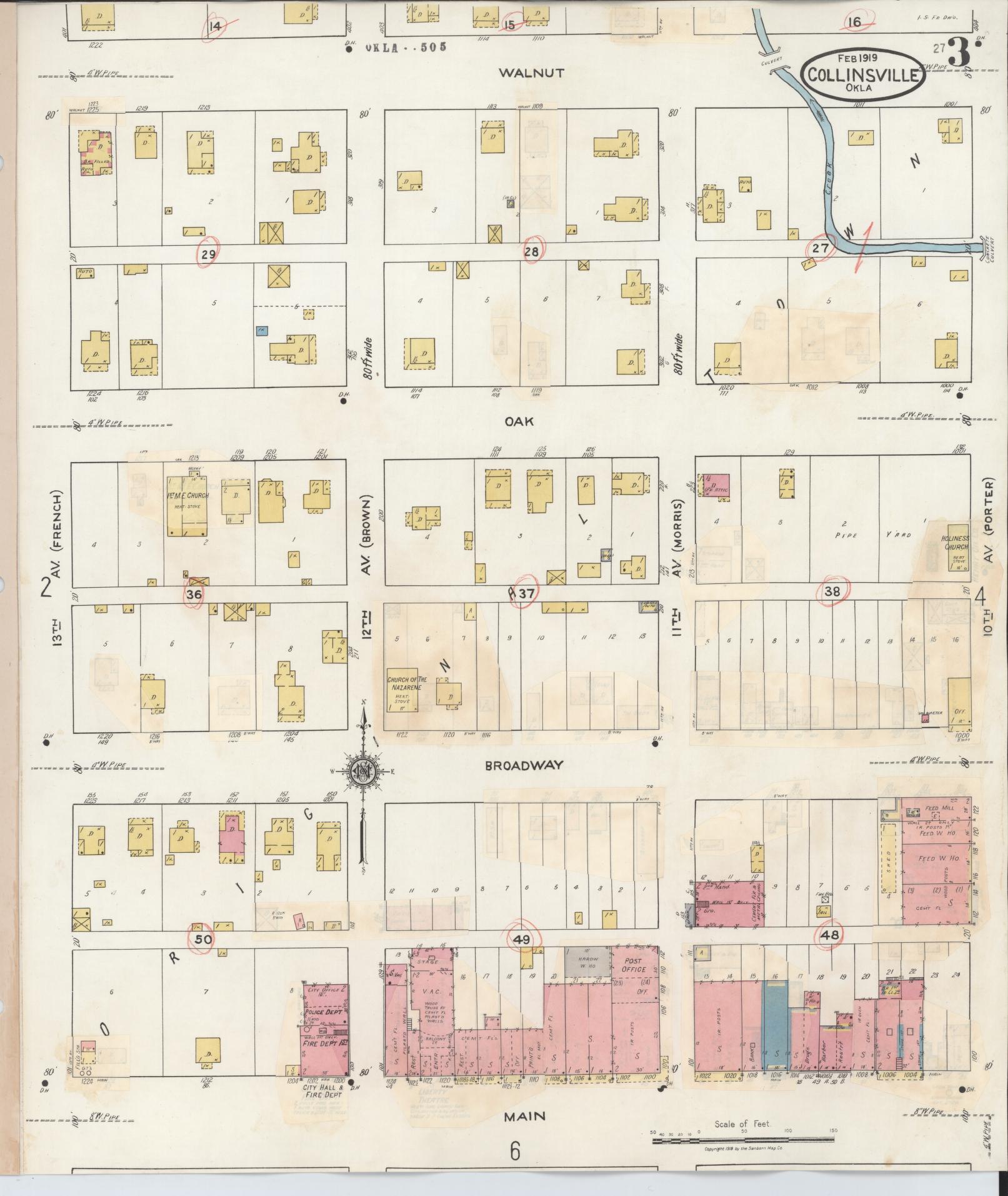 Sanborn Fire Insurance Map from Collinsville, Tulsa County, Oklahoma (1936), Sheet #0003 - Complete Map Set gallery image, historic Sanborn map, vintage wall art, Oklahoma Oklahoma