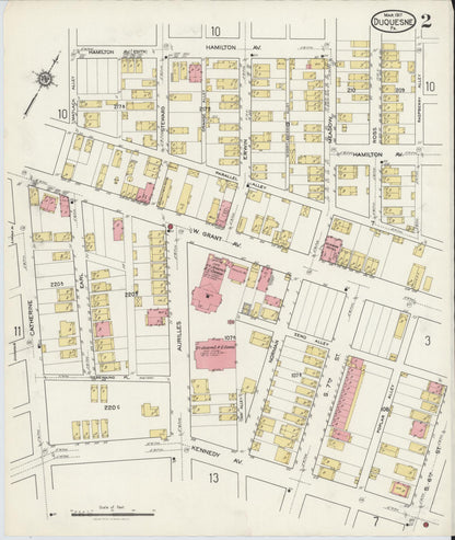Sanborn Fire Insurance Map from Duquesne, Allegheny County, Pennsylvania (1917), Sheet #0002 - Complete Map Set gallery image, historic Sanborn map, vintage wall art, Pennsylvania Pennsylvania