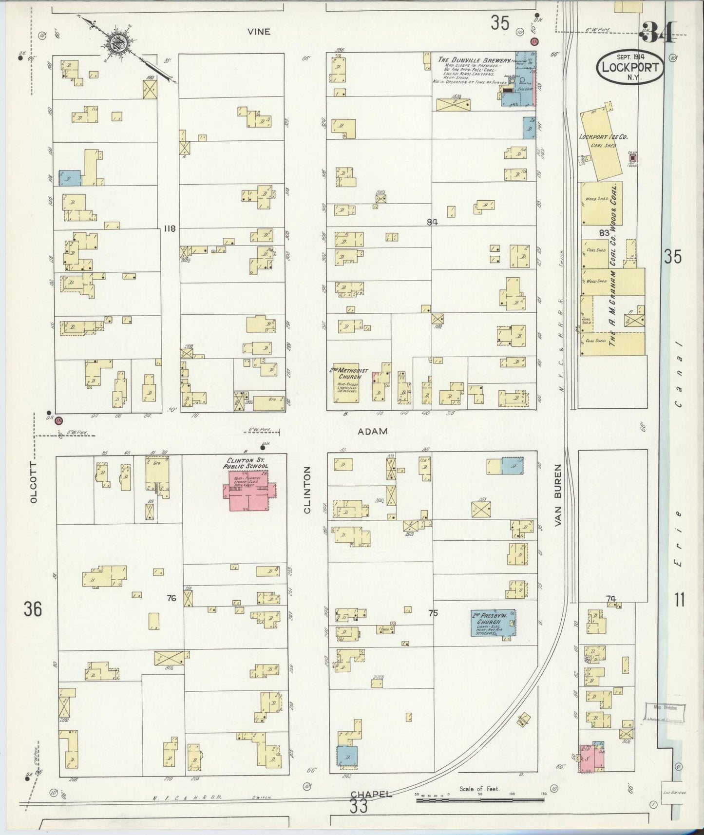 Sanborn Fire Insurance Map from Lockport, Niagara County, New York (1914), Sheet #0034 - Complete Map Set gallery image, historic Sanborn map, vintage wall art, New York New York