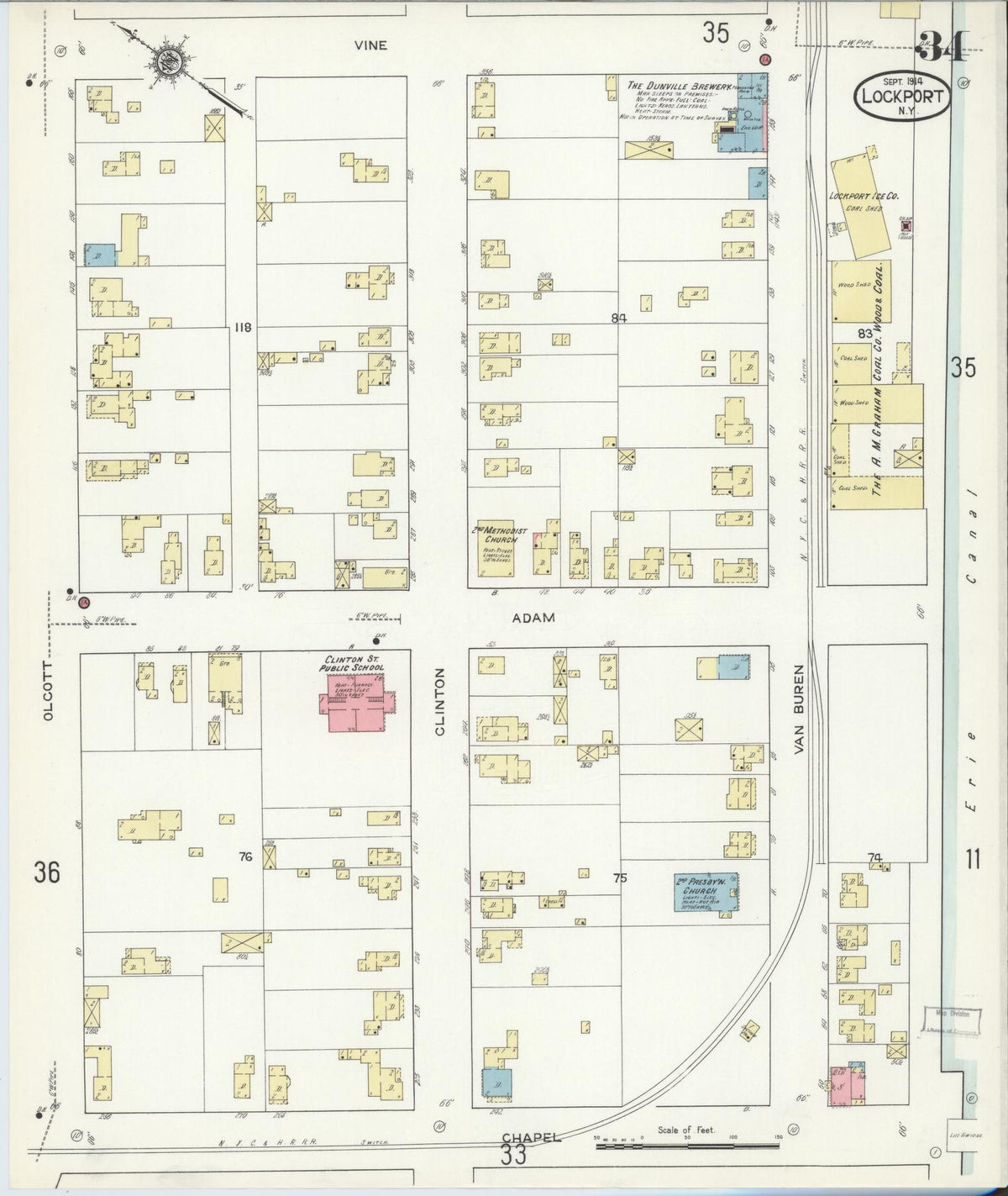 Sanborn Fire Insurance Map from Lockport, Niagara County, New York (1914), Sheet #0034 - Complete Map Set gallery image, historic Sanborn map, vintage wall art, New York New York