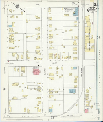 Sanborn Fire Insurance Map from Lockport, Niagara County, New York (1914), Sheet #0034 - Complete Map Set gallery image, historic Sanborn map, vintage wall art, New York New York