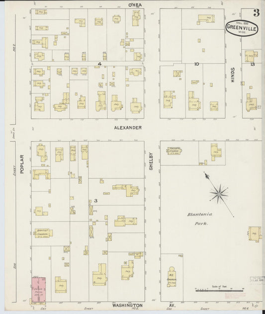 Sanborn Fire Insurance Map from Greenville, Washington County, Mississippi (1890), Sheet #0003 - Historic Sanborn Fire Insurance Map Print, vintage old map wall art, antique decor, genealogy gift, Mississippi Mississippi map