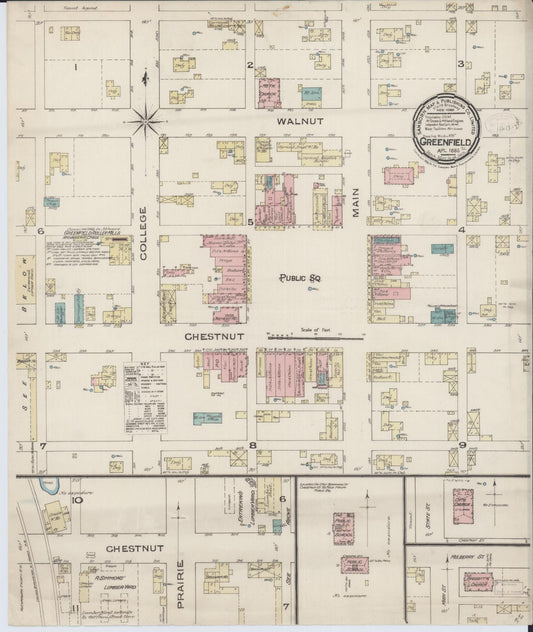 Sanborn Fire Insurance Map from Greenfield, Greene County, Illinois (1885), Sheet #0001 - Historic Sanborn Fire Insurance Map Print, vintage old map wall art, antique decor, genealogy gift, Illinois Illinois map