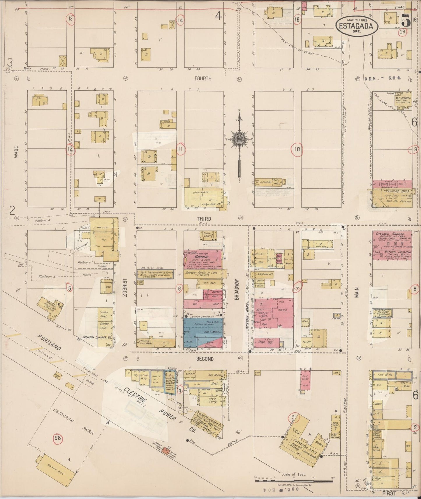 Sanborn Fire Insurance Map from Estacada, Clackamas County, Oregon (1931), Sheet #0005 - Complete Map Set gallery image, historic Sanborn map, vintage wall art, Oregon Oregon