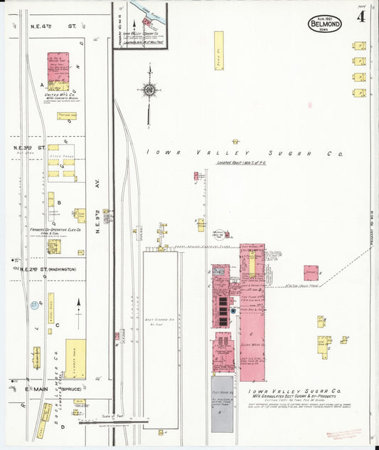 Sanborn Fire Insurance Map from Belmond, Wright County, Iowa (1921), Sheet #0004 - Historic Sanborn Fire Insurance Map Print, vintage old map wall art