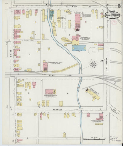 Sanborn Fire Insurance Map from Chambersburg, Franklin County, Pennsylvania (1894), Sheet #0003 - Complete Map Set gallery image, historic Sanborn map, vintage wall art, Pennsylvania Pennsylvania