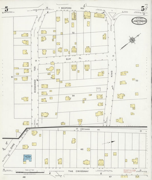 Sanborn Fire Insurance Map from Chappaqua, Westchester County, New York (1925), Sheet #0005 - Historic Sanborn Fire Insurance Map Print, vintage old map wall art, antique decor, genealogy gift, New York New York map