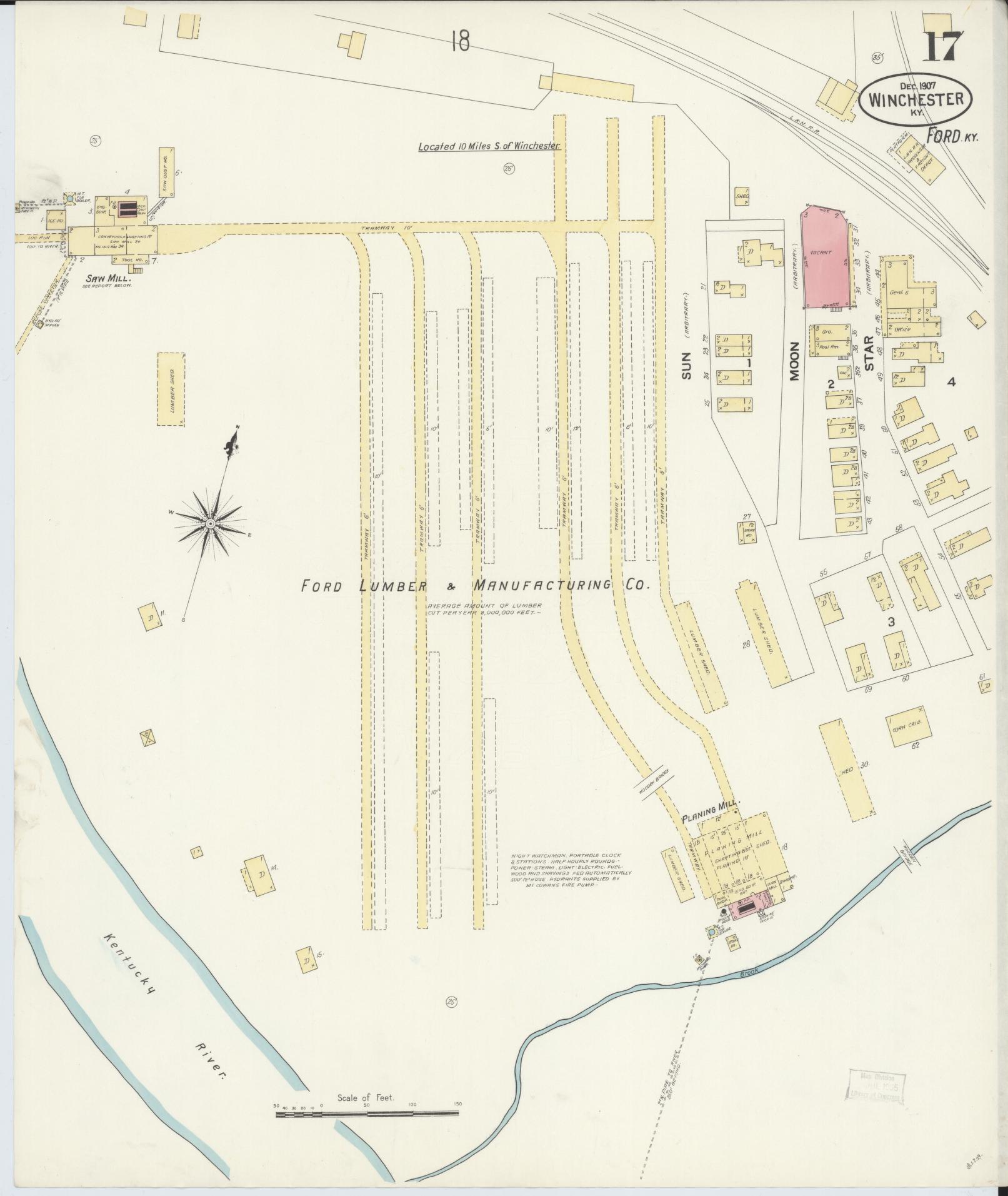 Sanborn Fire Insurance Map from Winchester, Clark County, Kentucky (1907), Sheet #0017 - Complete Map Set gallery image, historic Sanborn map, vintage wall art, Kentucky Kentucky