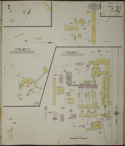 Sanborn Fire Insurance Map from Chewelah, Stevens County, Washington (1932), Sheet #0007 - Historic Sanborn Fire Insurance Map Print, vintage old map wall art, antique decor, genealogy gift, Washington Washington map