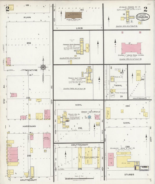 Sanborn Fire Insurance Map from Edinburg, Hidalgo County, Texas (1925), Sheet #0002 - Historic Sanborn Fire Insurance Map Print, vintage old map wall art, antique decor, genealogy gift, Texas Texas map