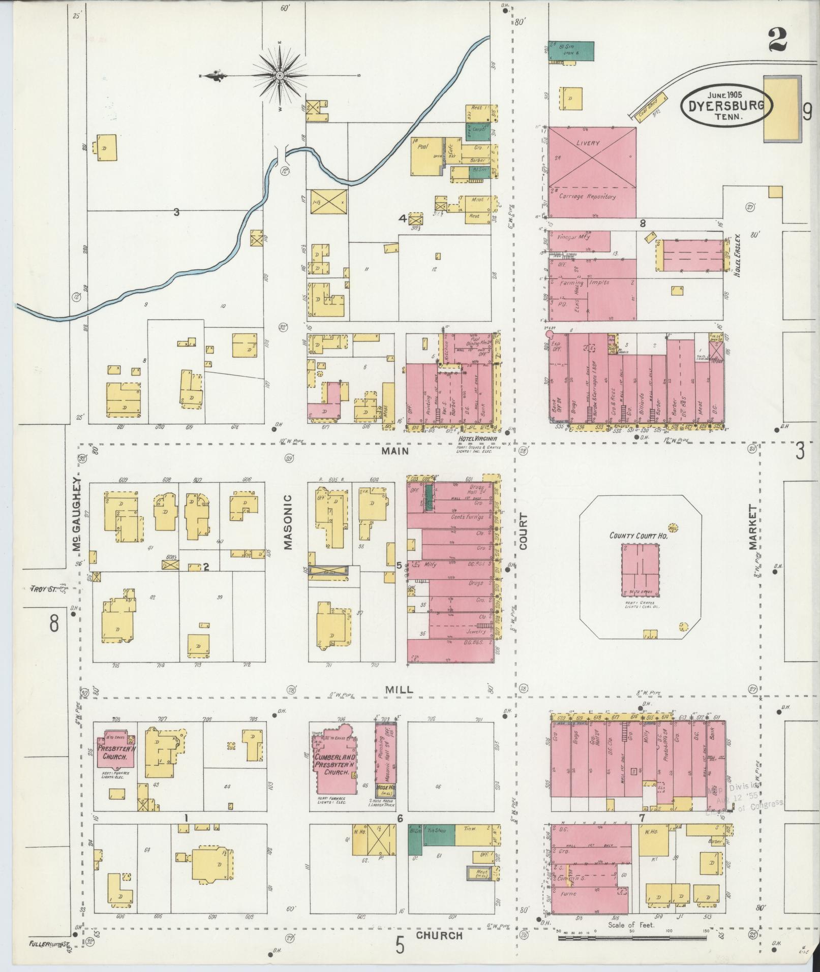 Sanborn Fire Insurance Map from Dyersburg, Dyer County, Tennessee. (1905) – Historic Sanborn Fire Insurance Map Print