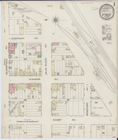 Sanborn Fire Insurance Map from Wymore, Gage County, Nebraska (1886), Sheet #0001 - Complete Map Set gallery image, historic Sanborn map, vintage wall art, Nebraska Nebraska