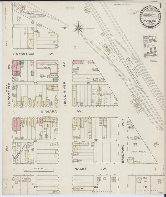 Sanborn Fire Insurance Map from Wymore, Gage County, Nebraska (1886), Sheet #0001 - Complete Map Set gallery image, historic Sanborn map, vintage wall art, Nebraska Nebraska