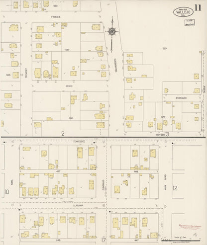 Sanborn Fire Insurance Map from Vallejo, Solano County, California (1919), Sheet #0011 - Complete Map Set gallery image, historic Sanborn map, vintage wall art, California California