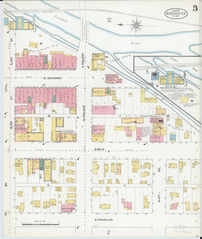 Sanborn Fire Insurance Map from Rochester, Olmsted County, Minnesota (1904), Sheet #0003 - Complete Map Set gallery image, historic Sanborn map, vintage wall art, Minnesota Minnesota