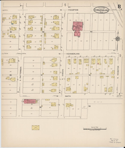 Sanborn Fire Insurance Map from Gibsonburg, Sandusky County, Ohio (1922), Sheet #0008 - Historic Sanborn Fire Insurance Map Print, vintage old map wall art, antique decor, genealogy gift, Ohio Ohio map