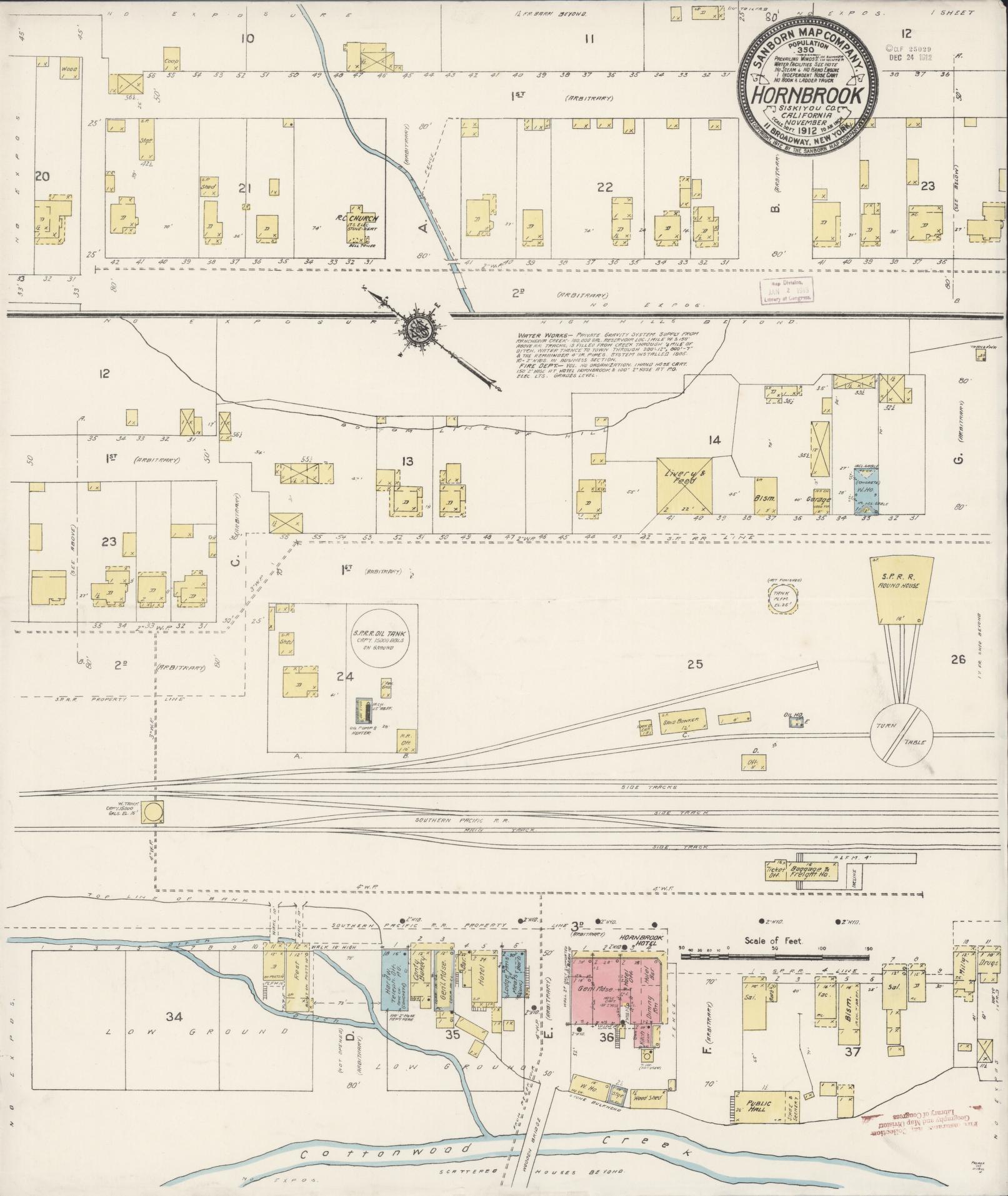 Sanborn Fire Insurance Map from Hornbrook, Siskiyou County, California (1912), Sheet #0001 - Historic Sanborn Fire Insurance Map Print, vintage old map wall art, antique decor, genealogy gift, California California map