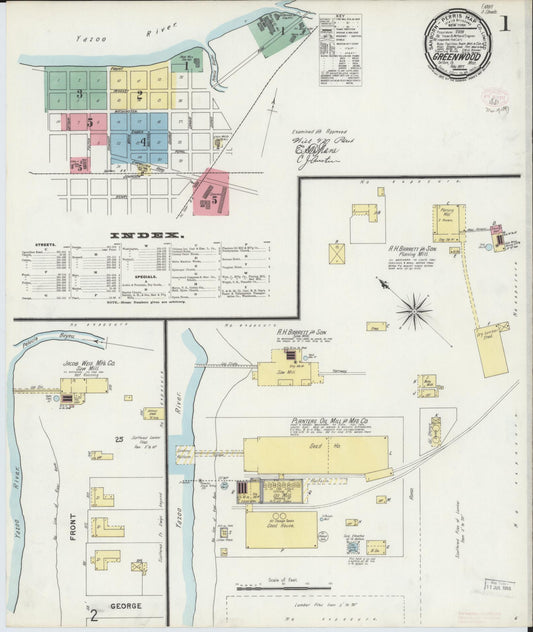 Sanborn Fire Insurance Map from Greenwood, Leflore County, Mississippi (1897), Sheet #0001 - Complete Map Set gallery image, historic Sanborn map, vintage wall art, Mississippi Mississippi