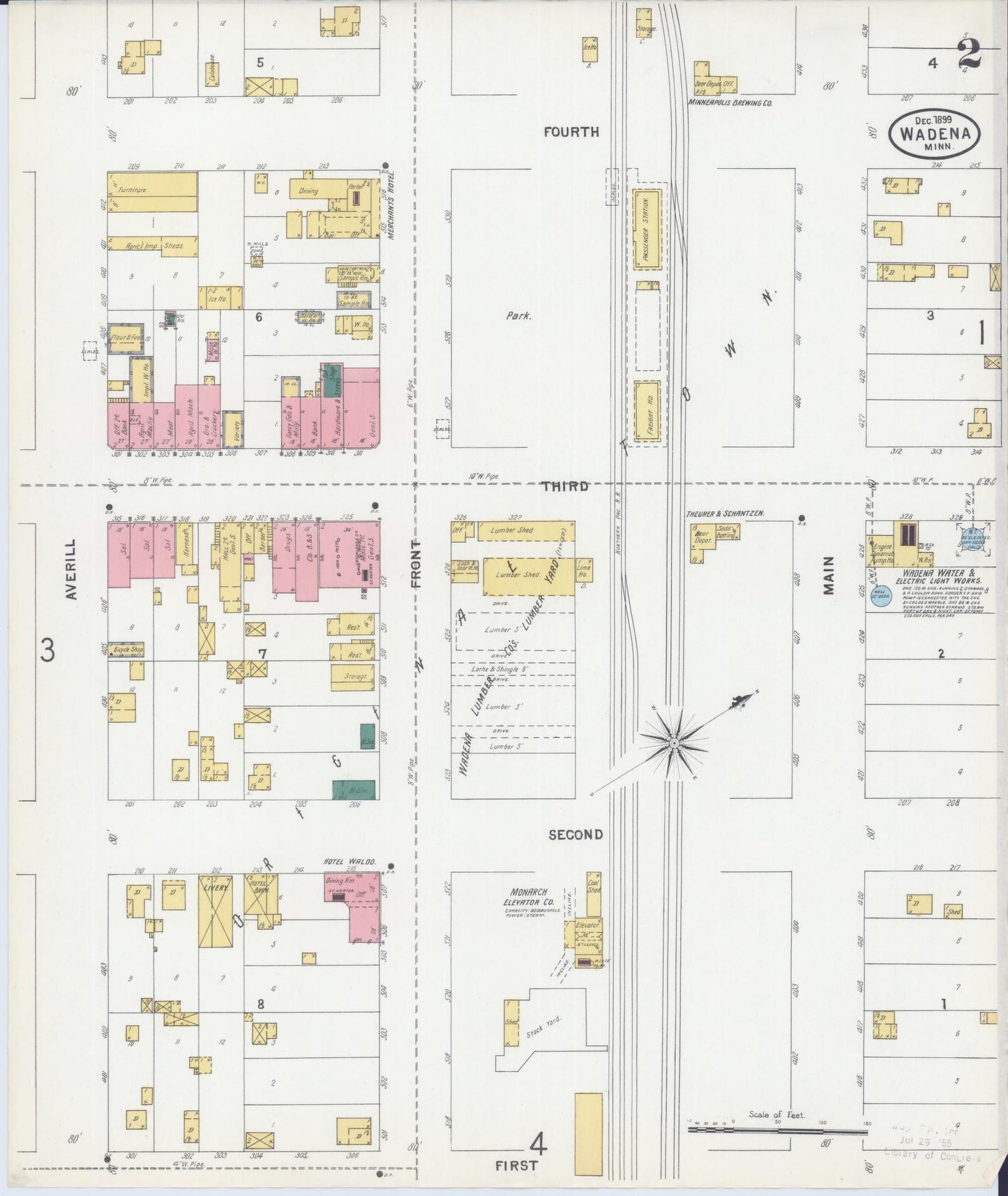 Sanborn Fire Insurance Map from Wadena, Wadena County, Minnesota (1899), Sheet #0002 - Complete Map Set gallery image, historic Sanborn map, vintage wall art, Minnesota Minnesota