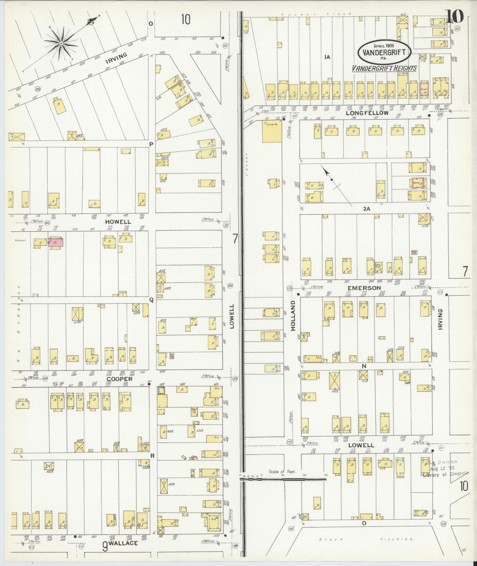 Sanborn Fire Insurance Map from Vandergrift, Westmoreland County, Pennsylvania (1909), Sheet #0010 - Complete Map Set gallery image, historic Sanborn map, vintage wall art, Pennsylvania Pennsylvania